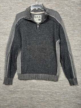 BKE Athletic Fit Pullover Sweater Mens Size L Gray 1/4 Zip Long Sleeve